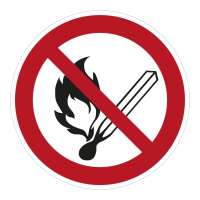 Keine offenen Flammen, Feuer offene Zündquellen udn Rauchen verboten